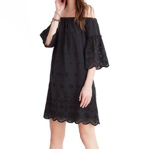 Madewell Off The Shoulder Black Eyelet Dress